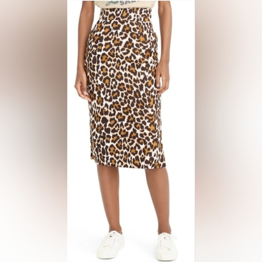 J. Crew Leopard Print Pencil Skirt in Brown, Black, Cream